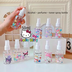 50 Ml Hello Kitty Sanrio oddzielne butelka do przechowywania Kuromi melodia Anime Kawaii Purin Dog Kittys Xo letnie kreskówki kosmetyki w sprayu