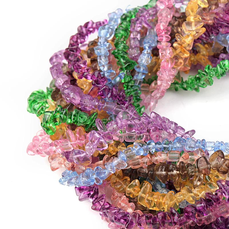 1 Strand Crystal Beads 8X5mm Colorful Irregular Gravel Glass Loose Spacer Beads For Jewelry Making DIY Bracelet Necklace Finding