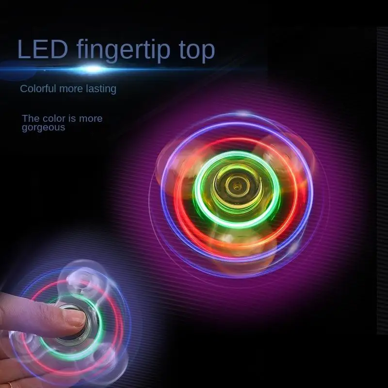 7 Style Illuminated Fingertip Gyro Toys Luminous LED Light Colorful Spinner Hand Top Spinners Finger Stress Relief Toys