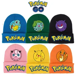 Pokemon Knit Hat Cartoon Printing Benie Cap Cute Pikachu Warm Stretchy Hats Christmas Gift for Adult Kids Outdoor Thermal Caps