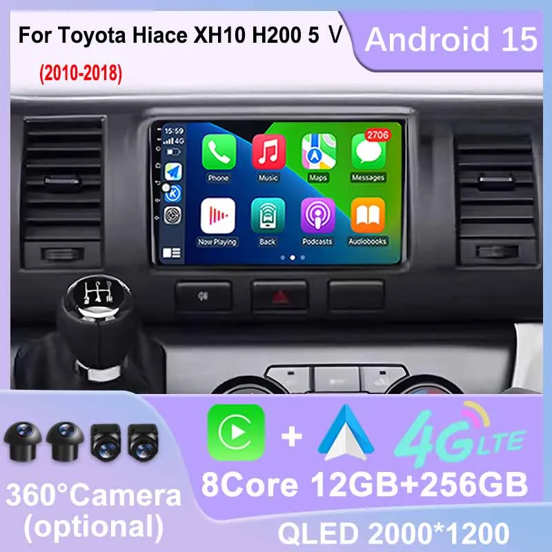 For Toyota Hiace XH10 H200 5 V 2010-2018 Car Radio Android Auto Carplay GPS Navigation Multimedia Player Stereo WIFI No 2din DVD