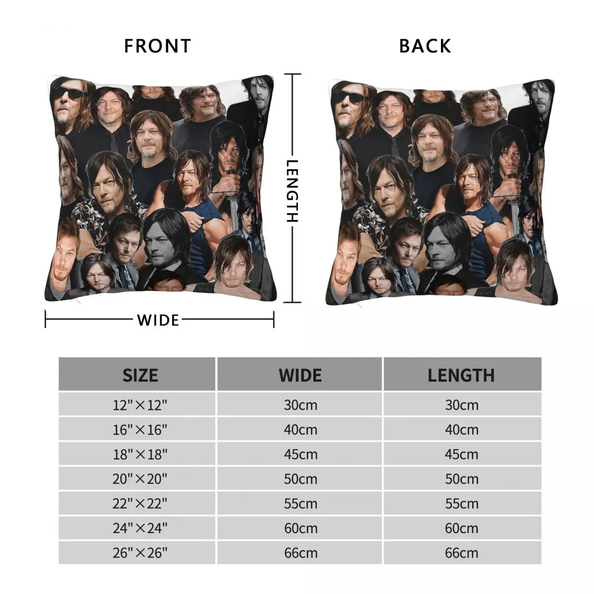 Norman Reedus Photo Collage Square Pillowcase Polyester Linen Velvet Printed Zip Decorative Home Cushion Cover