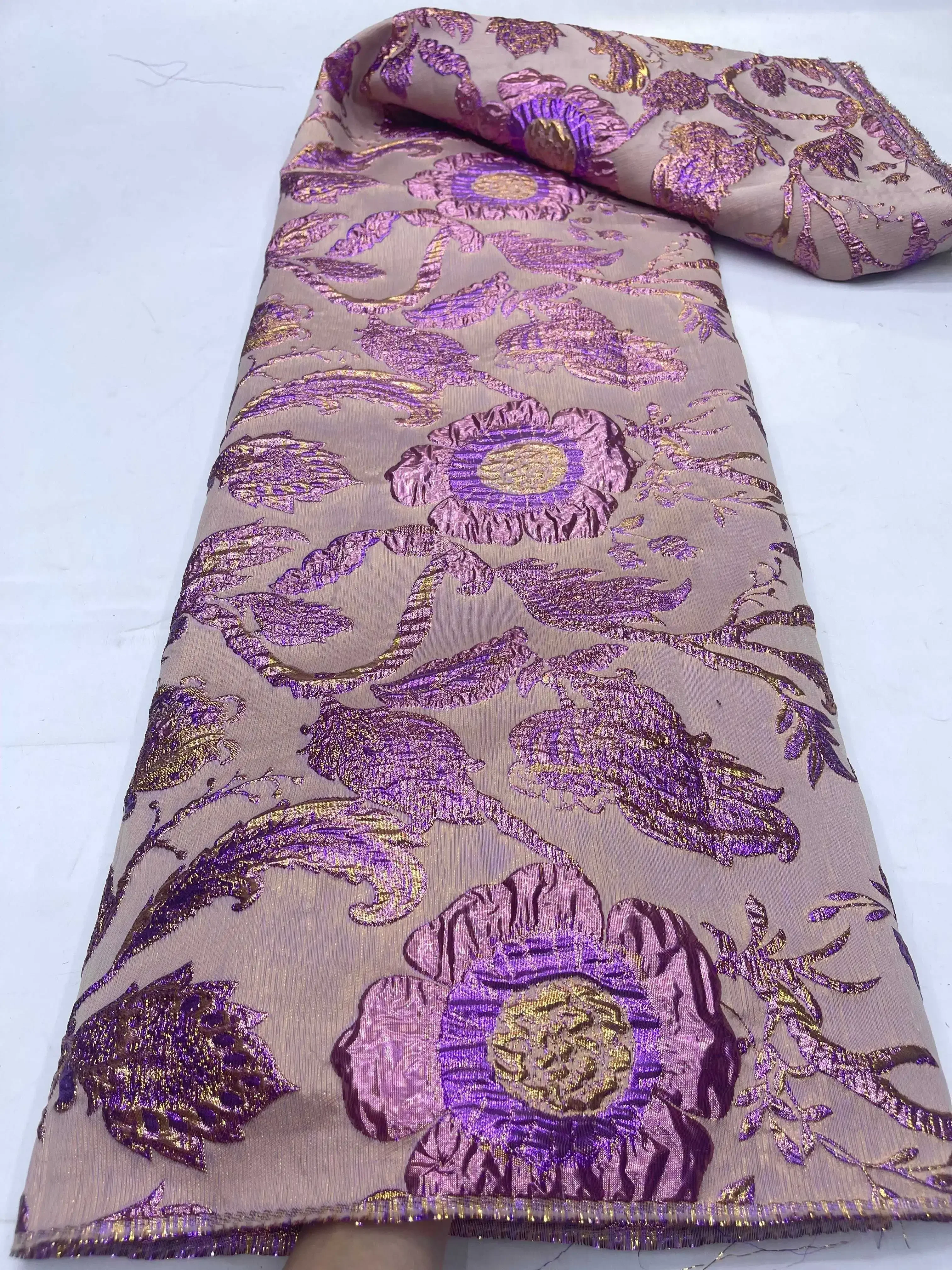 2025 High Quality Brocade Latest African Jacquard Lace Fabric Embroidery Lace Fabric Nigerian For Women Party Dresses Sew AH1364