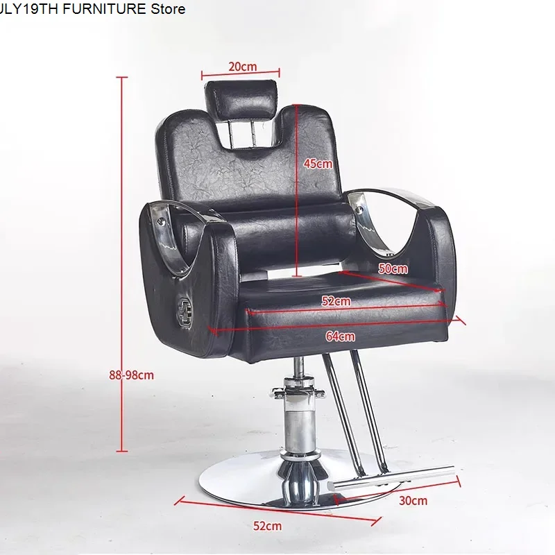 Men Salon Barber Chair Luxury Makeup Beauty Black Adjustable Chair Swivel Armrest Comfortable Cushion Cadeira Furnitures