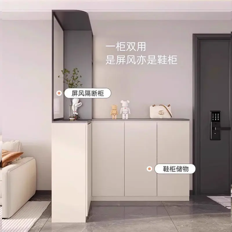 Entry door shoe cabinet corner entrance cabinet household door storage locker L-shaped wall partition screen