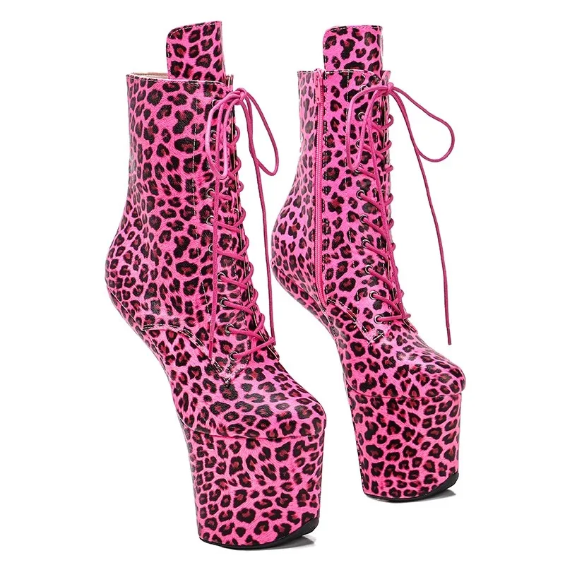 

LAIJIANJINXIA New Leopard Upper Platform Ankle Boots Sexy Exotic heelless pole dance shoes 027