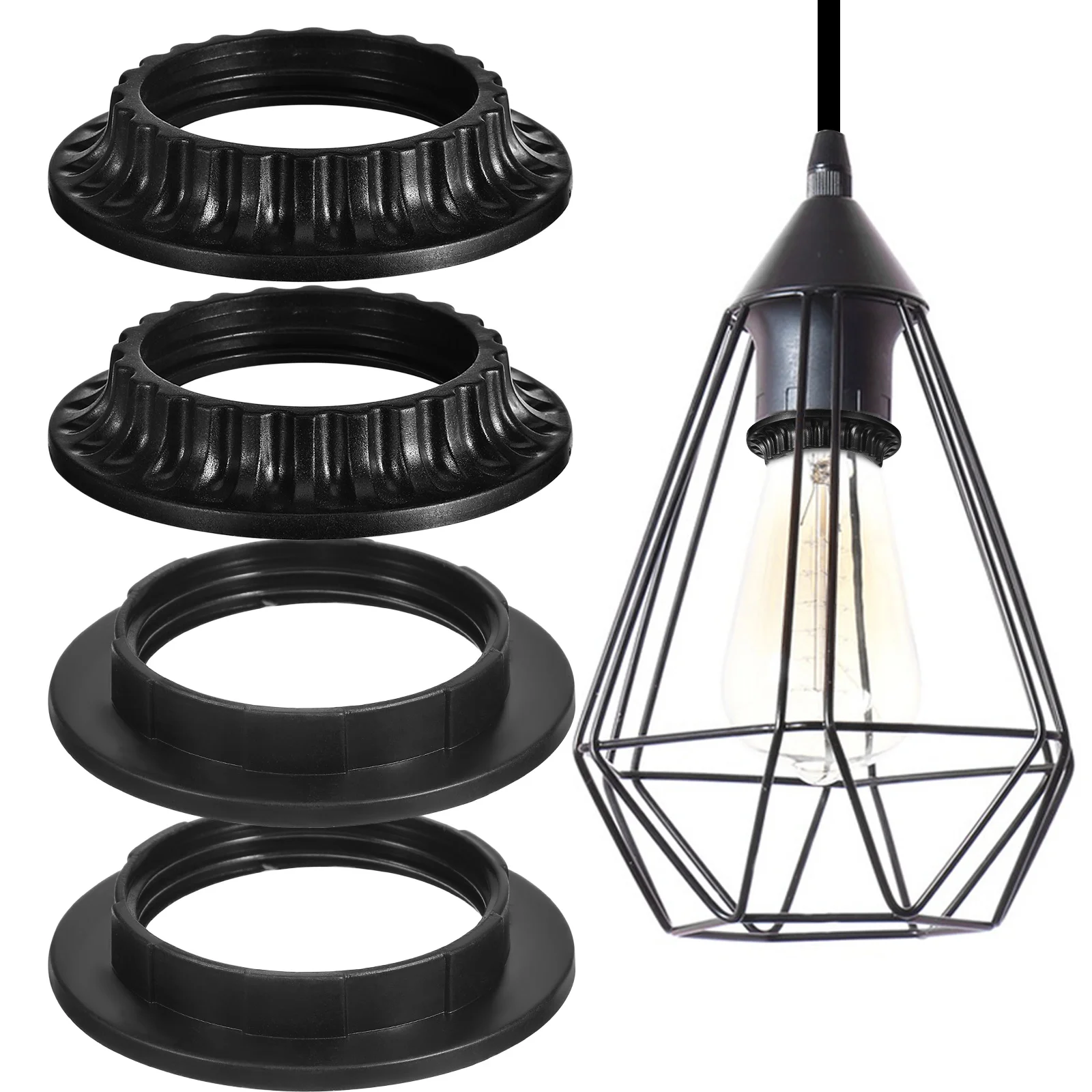 

4 шт. кольца для воротника абажура E26 E27, пластиковые стопорные кольца для цоколя лампы, запасные части для светильников, кольцо для воротника цоколя