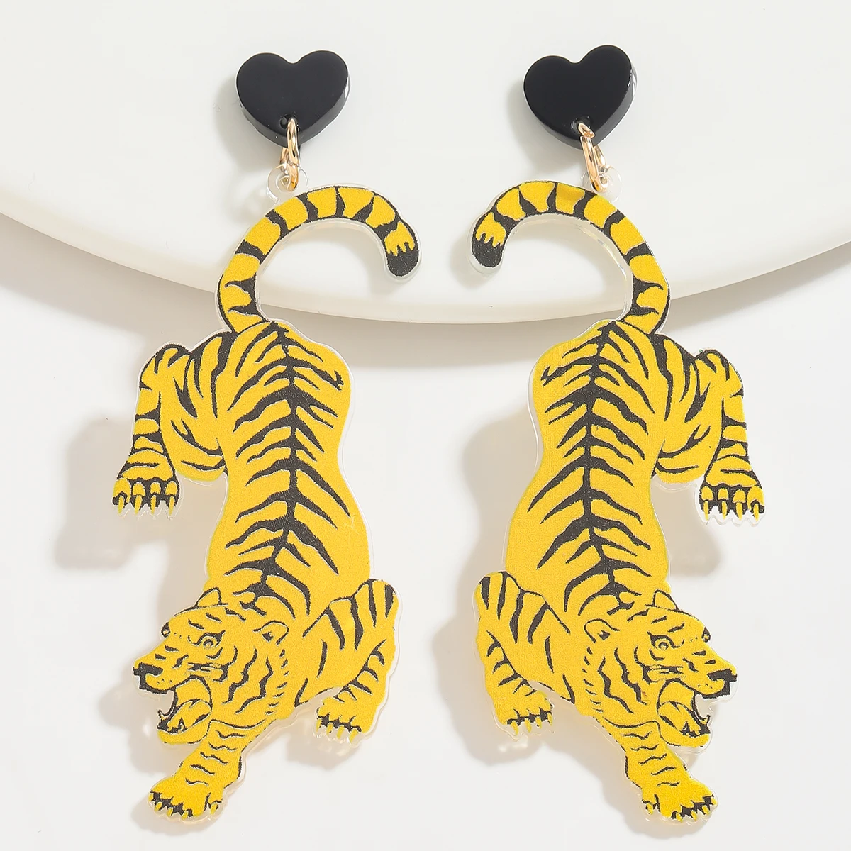 Creative Acrylic Tiger Dangle Earrings For Women Simple Adorable Animal Drop Earrings Statement Vacation Party Accessories