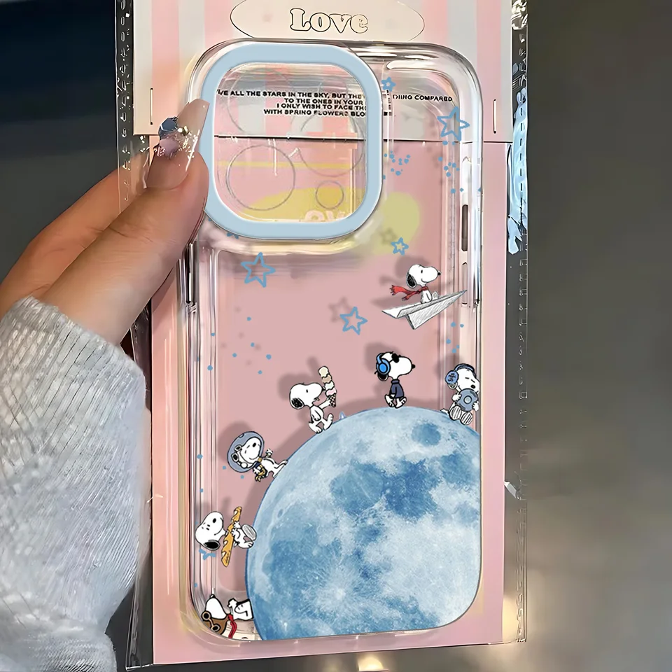 Funda transparente anime S-Snoopys para iPhone 17e 17 16 16e 15 14 13 12 11 Mini Pro Max X XR XSMax Air Plus 5