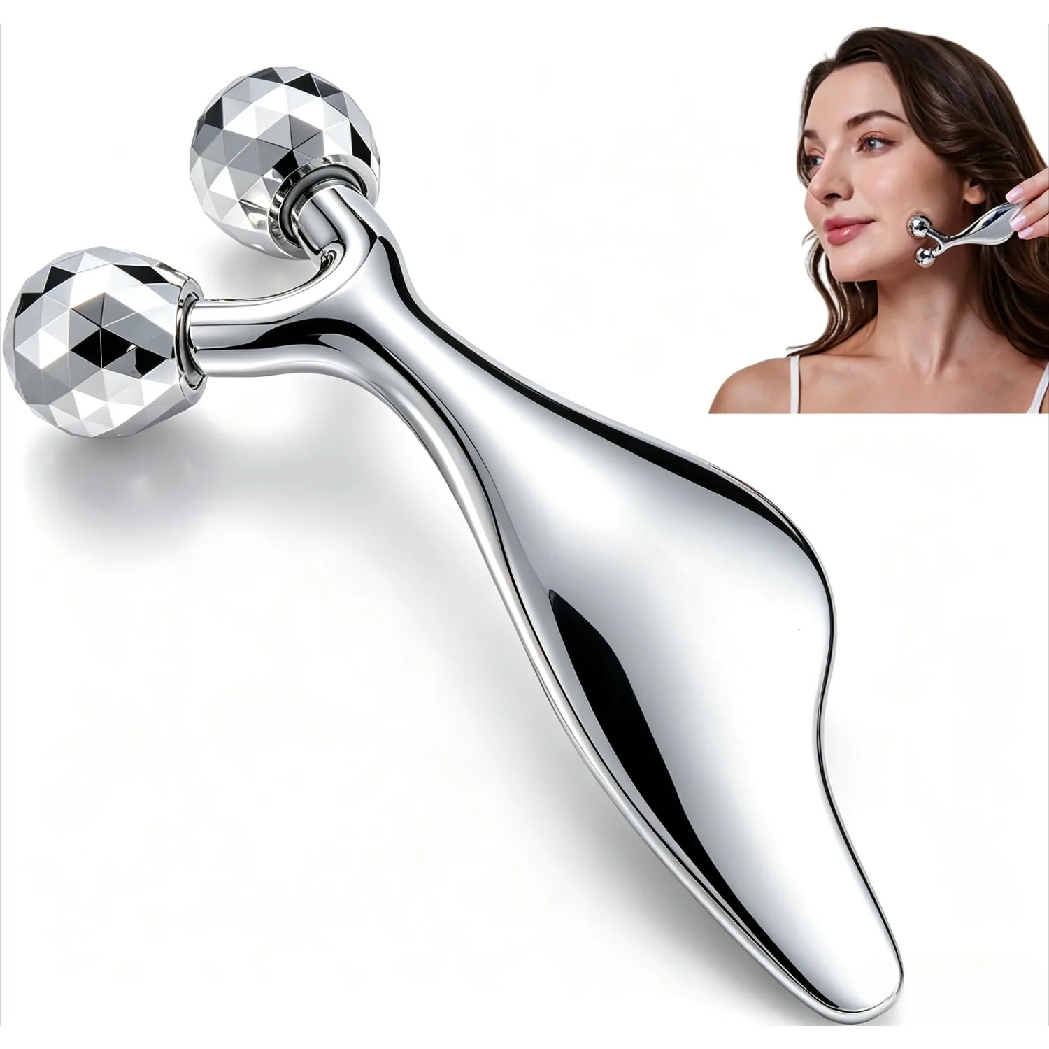 Rouleau de massage facial 3D pour améliorer le teint et éliminer les rides, outil de massage du visage, outil Gua Sha, raffermit et tonifie l'apparence de la peau