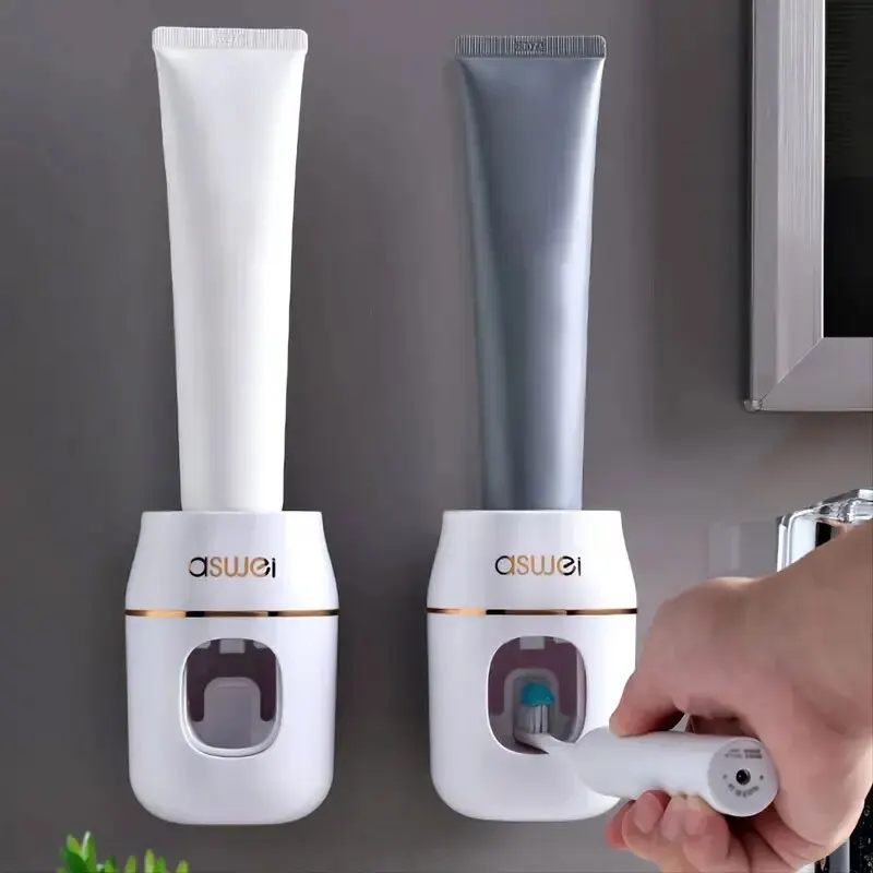 Upgrade Your Bathroom with This 1pc Toothpaste Squeezer and Storage Rack - Automatic Toothpaste Refills Made Easy!