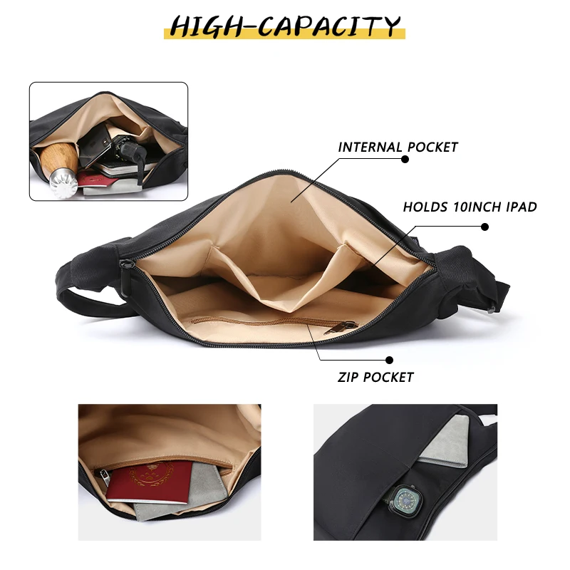 Women Hobo Bag Waterproof Crescent Crossbody Bag Trendy Utility Dumpling Bag Pure Colour Half Moon Shoulder Bag