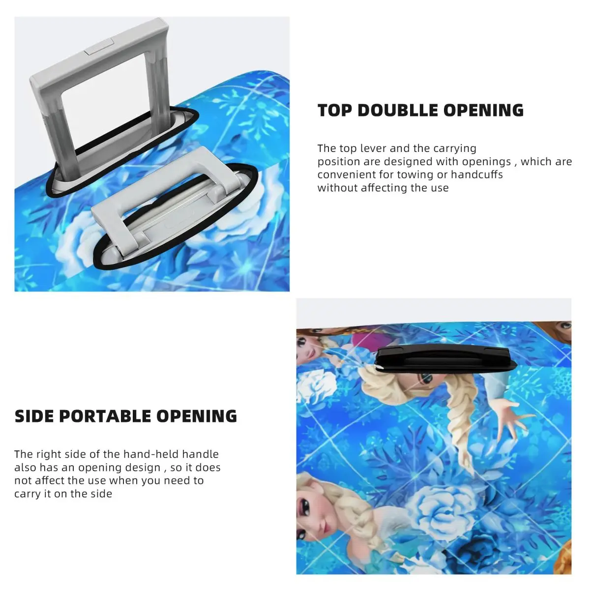 Capa de mala congelada personalizada elástica Elsa Anna capas protetoras de bagagem para 18-32 polegadas