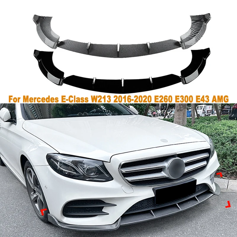 Front Bumper Splitter Lip Diffuser Body Kit Spoiler Decoration Accessories For Mercedes E-Class W213 2016-2020 E260 E300 E43 AMG