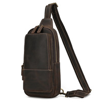 Genuine Leather Chest Bag Man's Small Crossbody Bags Real Cowhide Sling Bag Single Belt Shoulder Bag Male Summer Phone Daypack