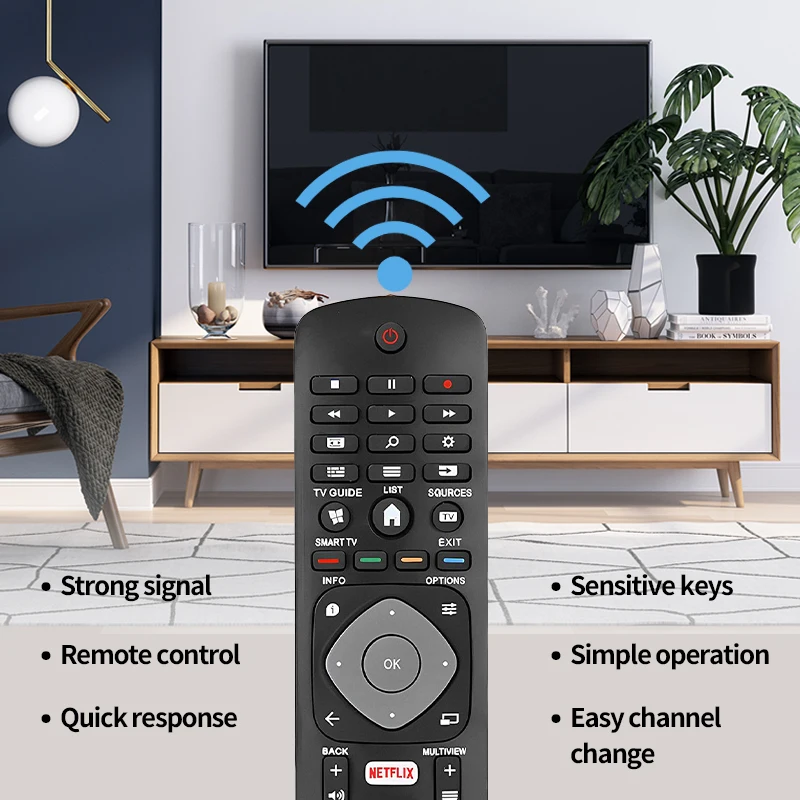 398GR08B Replacement Remote Control for Philips with  Netflix shortcuts