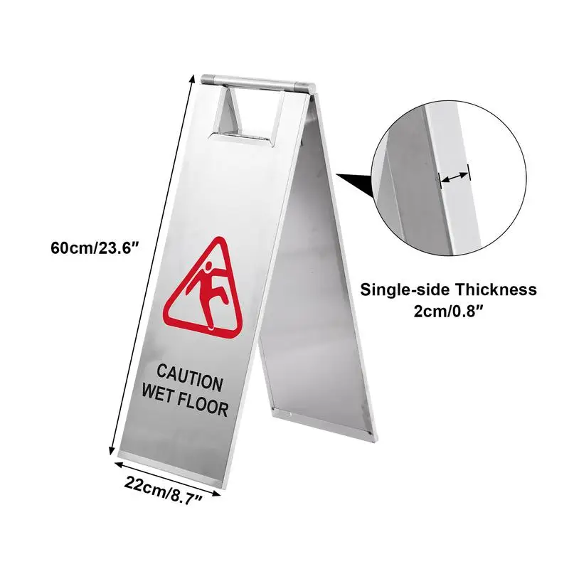 Señal de suelo húmedo, marco en A, señales de seguridad de advertencia de doble cara, 5 piezas, alerta de suelo húmedo de acero inoxidable, evita caídas para restaurante