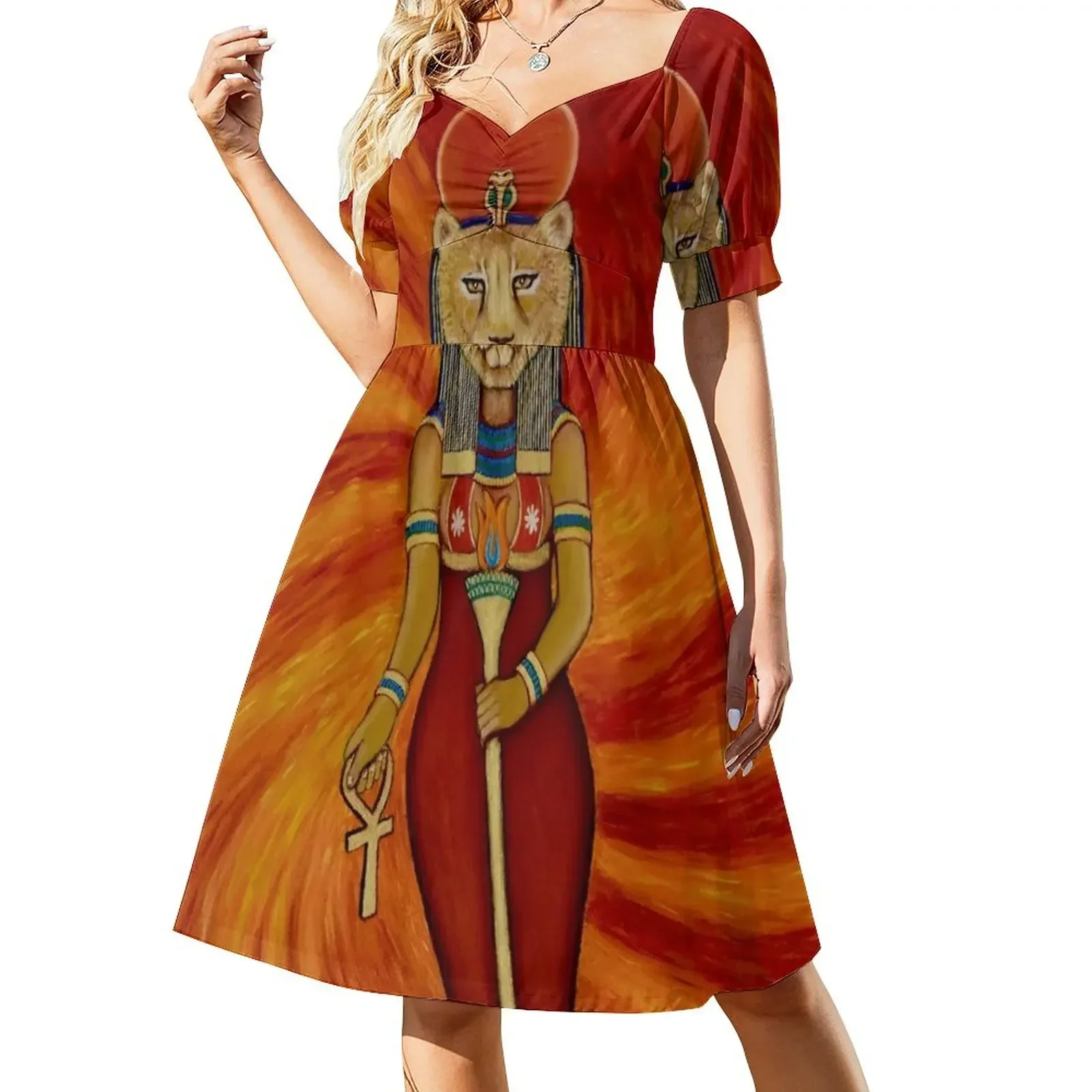 Sekhmet Egyptian Lioness Goddess Sleeveless Dress Women's summer skirt evening dress ladies Dress