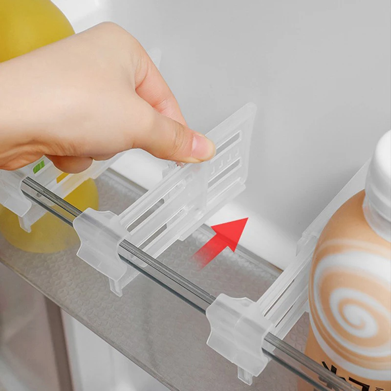 4Pcs Refrigerator Storage Partition Board Retractable Plastic Divider Storage Splint Kitchen Bottle Can Shelf Organizer