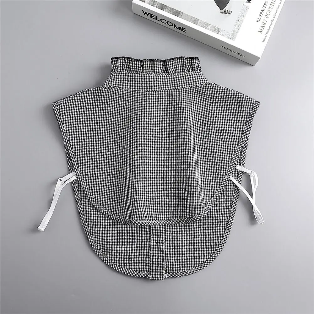 Detachable Plaid Fake Collar Houndstooth Sharp Collar Lapel Half Shirt Black Square Collar False Blouse Collar Decorative Shirt