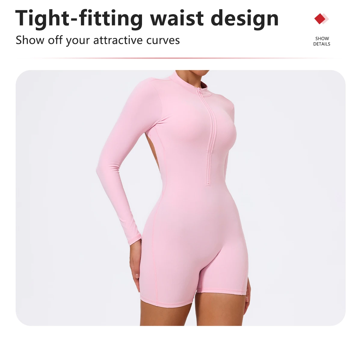 Ctenkevet Sommer Halb-Reißverschluss Frauen Gym Overall Weibliche Im Freien Atmungsaktive V Zurück Active Gesäß Lift Sport Outfit Für Frau – Detail 5