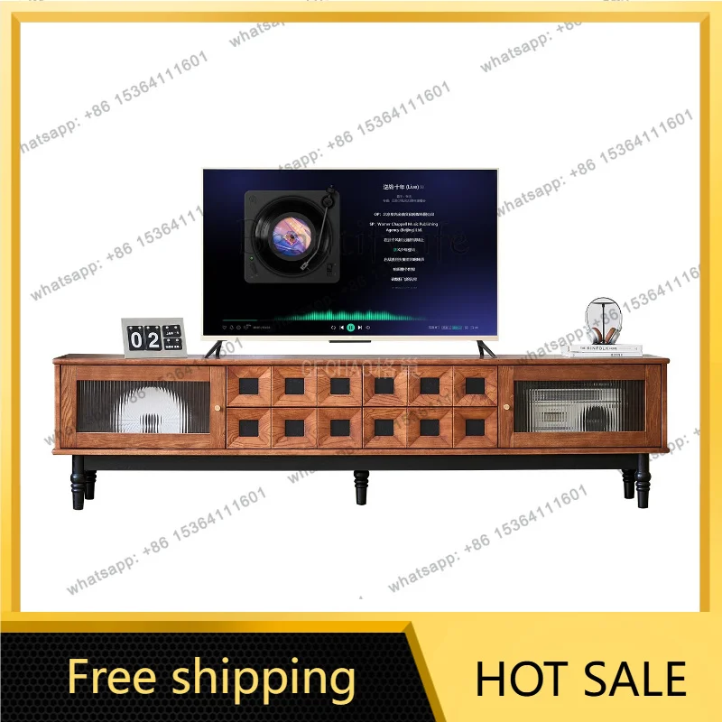 PG antique TV cabinet coffee table combination living room small apartment ash wood storage locker advanced