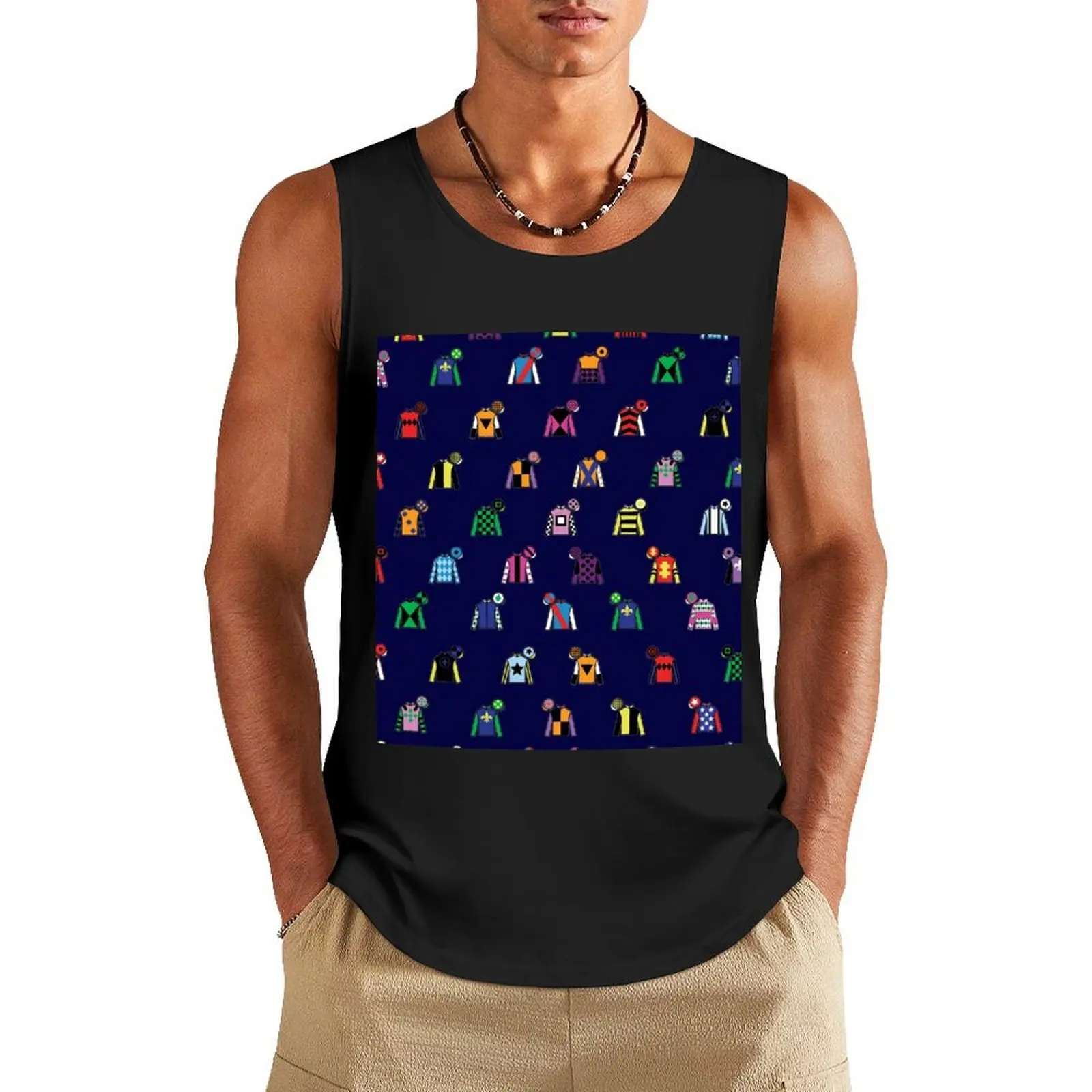 

Horse Racing Colorful Jockey Silk Print Tank Top t-shirt for men gym top summer clothes Men's t-shirts