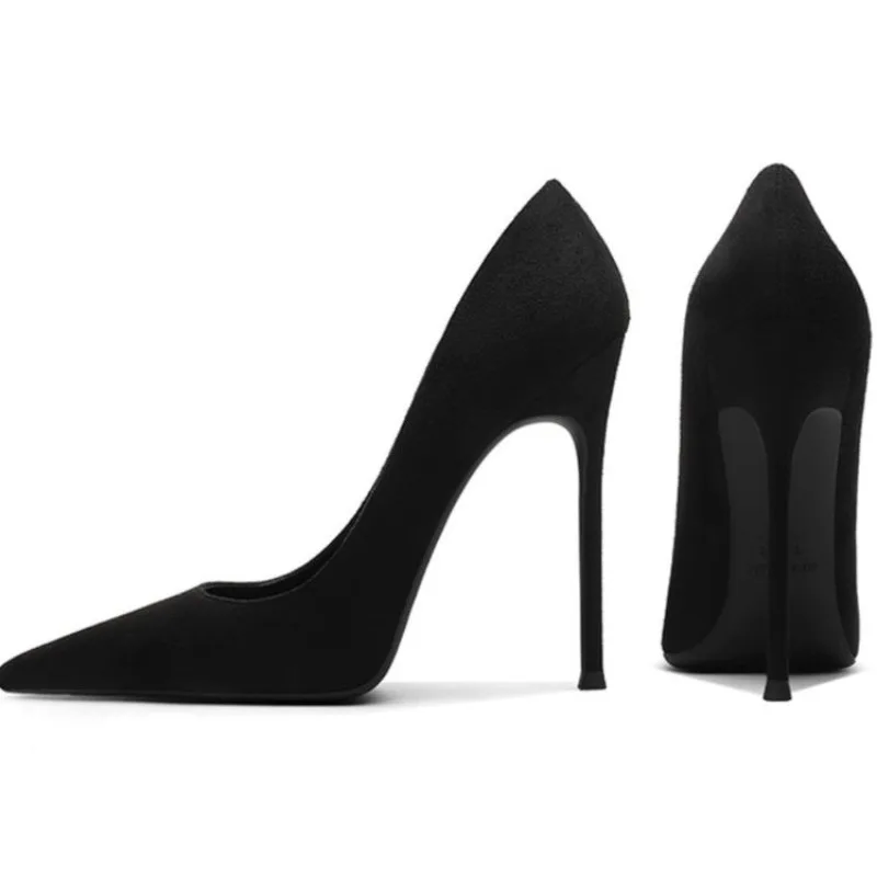 

Черные туфли-лодочки на высоком каблуке с заостренным носком, сексуальные туфли-стилето, большие размеры, каблук 10 см и 8 см, для вечеринок, свиданий, классические женские туфли.