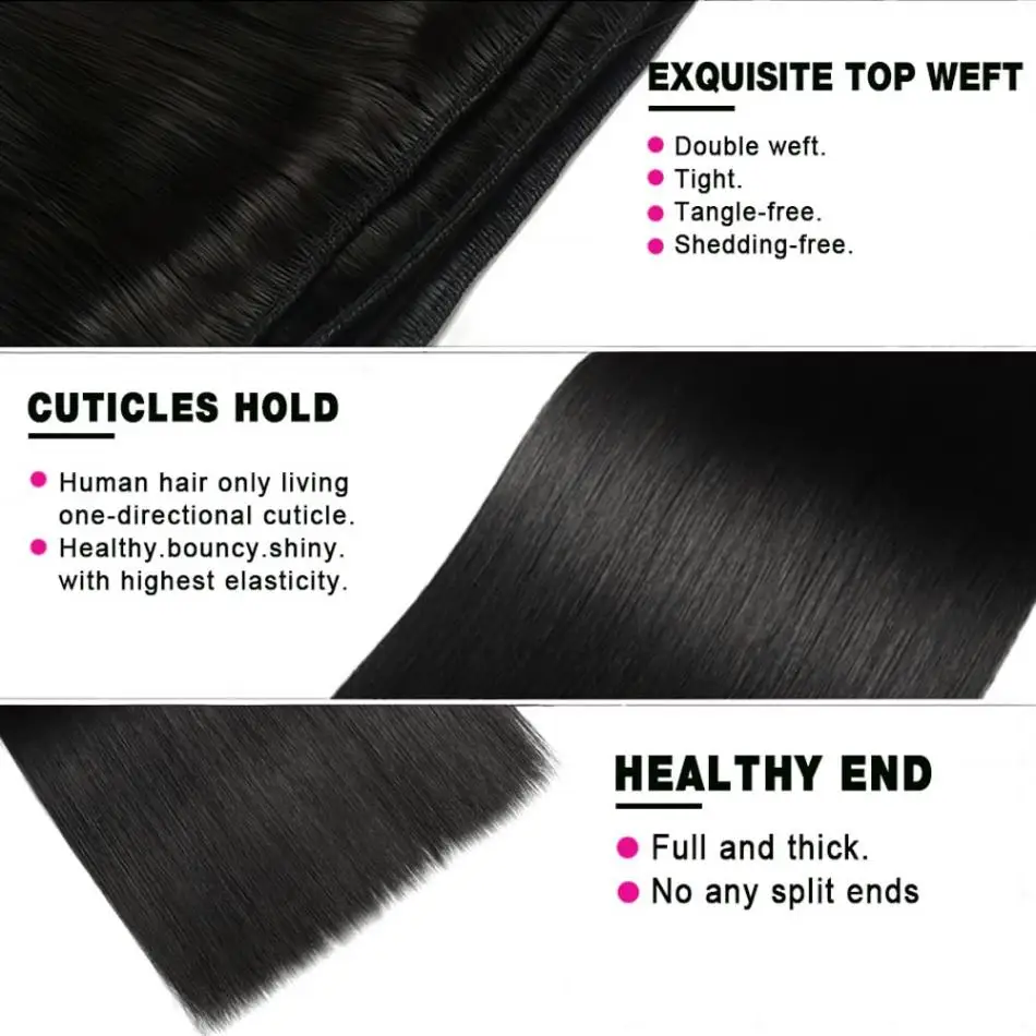 Wiggogo Bone Straight Human Hair Bundles Deals Unprocessed Virgin Hair Extensions Long Thick Brazilian Natural Black Weave Hair