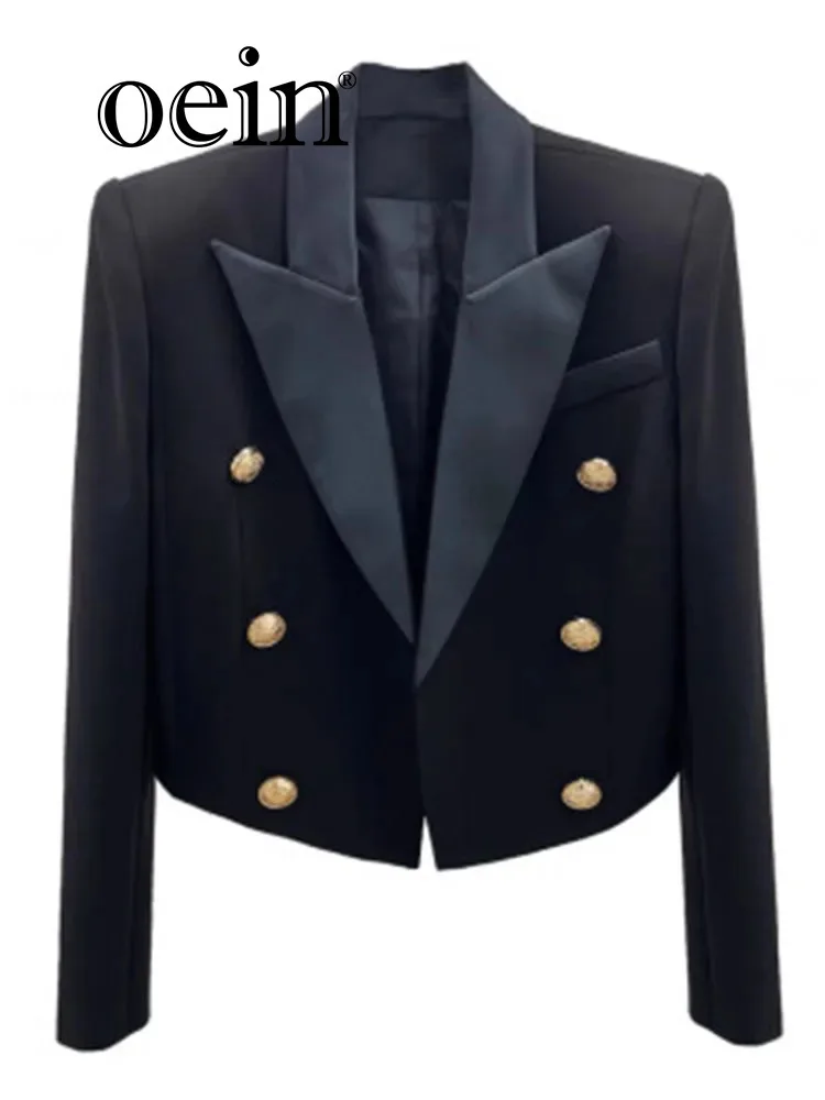 

[oein] 2024 Autumn New Style Elegant Socialite Double Breasted Short Suit Jacket, Small And Loose Commuting Suit For Women