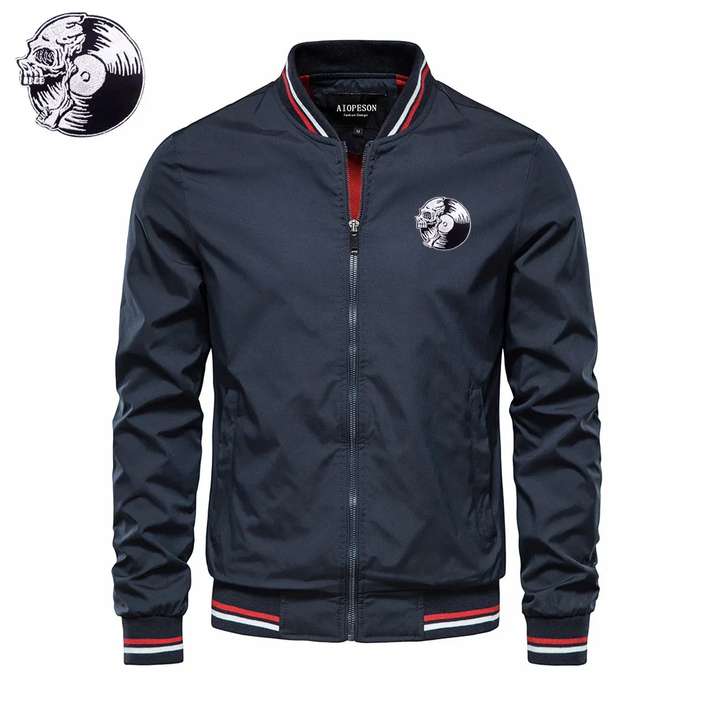 High-end trend men's baseball jacket windbreaker jacket Men's embroidered skull disc jacket Explosive Men's punk jacket