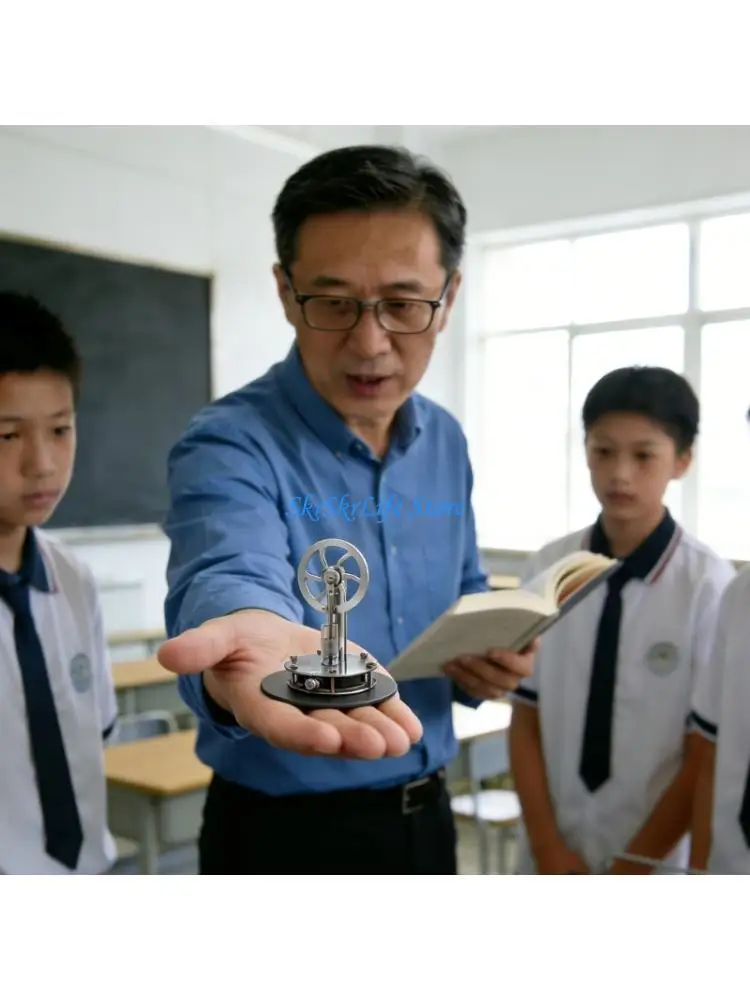E65E Educational Alloy Stirling Engine Model Visual Thermodynamics Low Temperature Difference Demonstrator for Science Labs