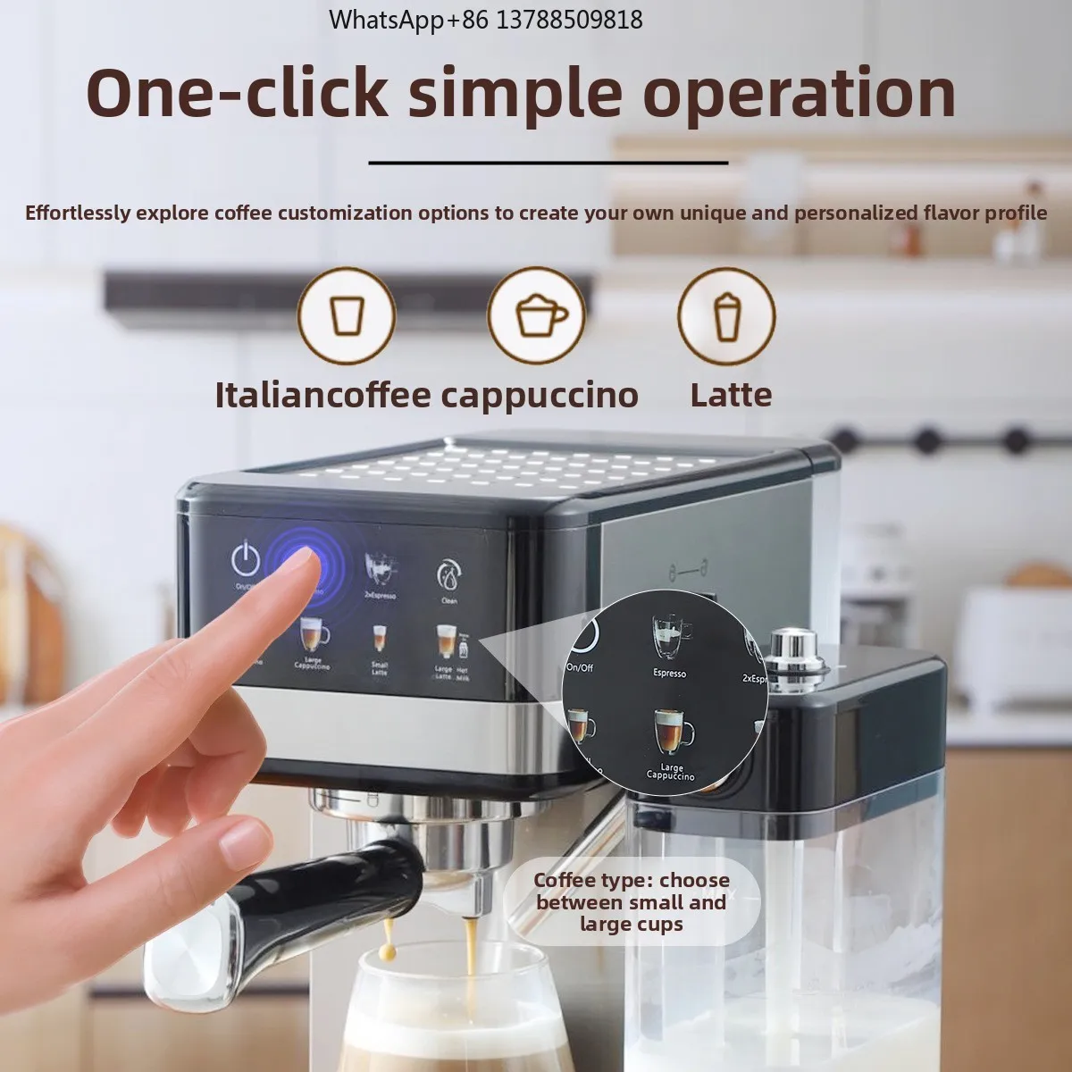 New Fancy Coffee Machine for Home Use, Small Size with Milk Frother, 20 Bar High Pressure Extraction, Cross-Border Source Factor