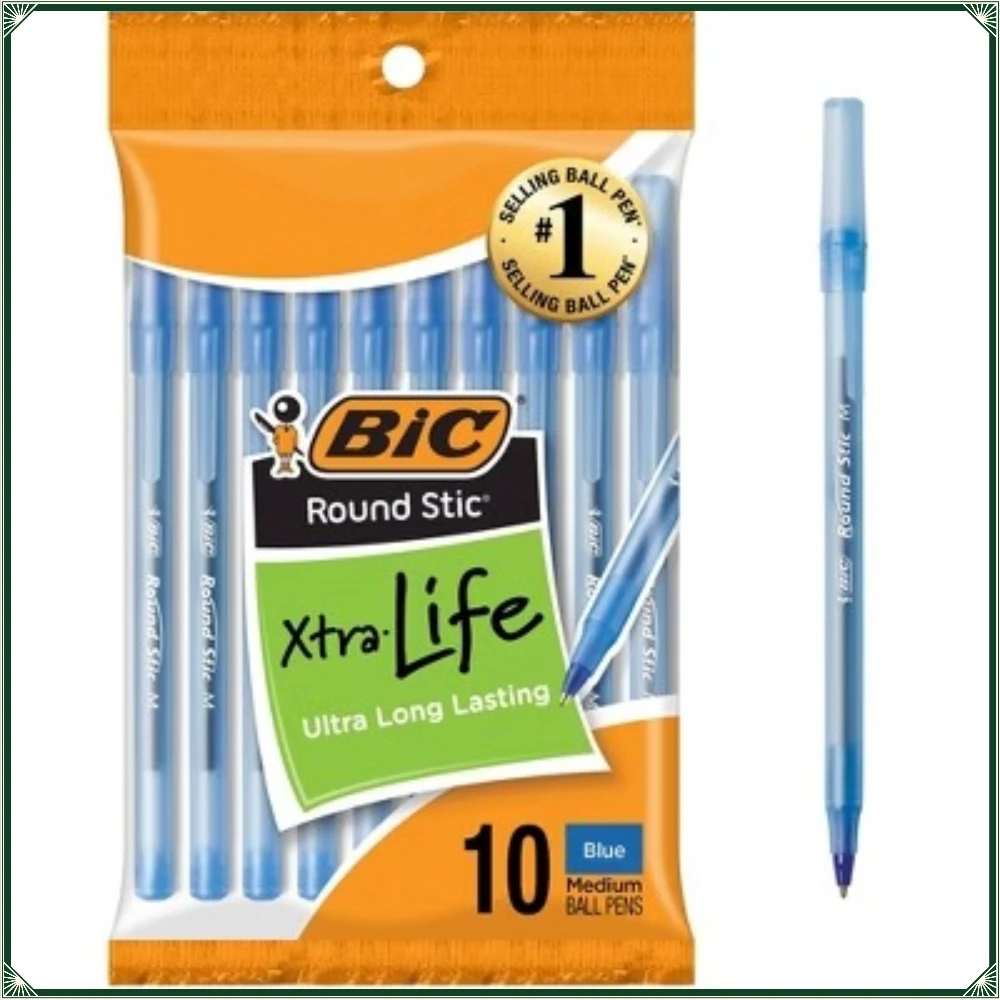 

Ручки шариковые BIC Xtra Life, средний наконечник, 10 шт. - синие: школьные принадлежности, 1,0 мм, с клипом для кармана, канцелярские товары, офисные принадлежности