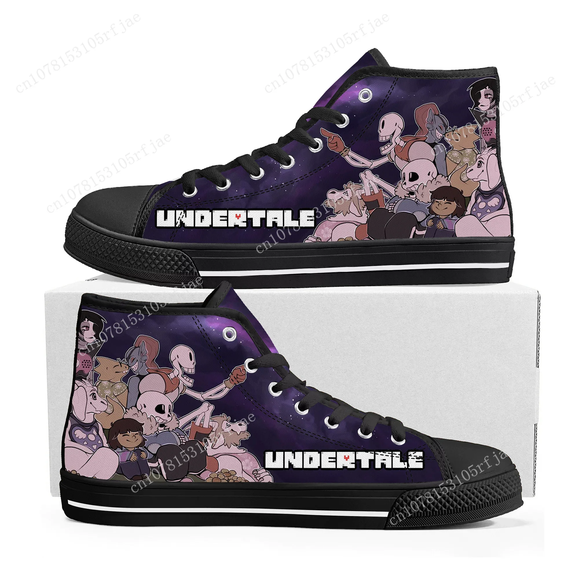 Cartoon Game Undertale Sans Skull High Top Sneakers Mens Womens Teenager High Quality Canvas Sneaker Custom Built Couple Shoes