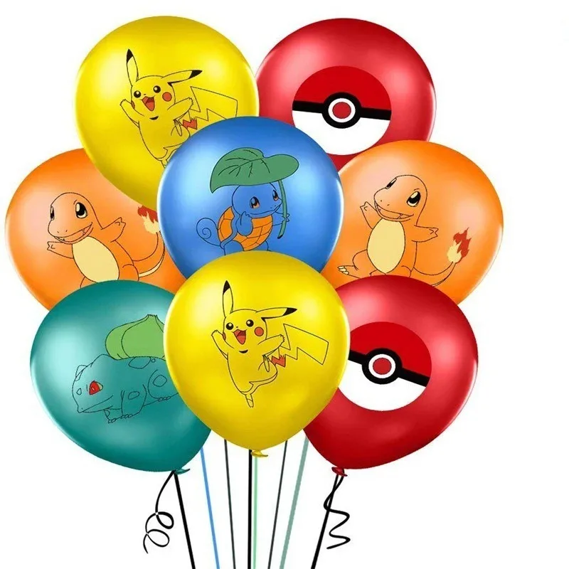 漫画ポケモンピカチュウラテックスバルーンセットピカチュウゼニガメヒトカゲフシギダネパターン風船子供の誕生日パーティーの装飾