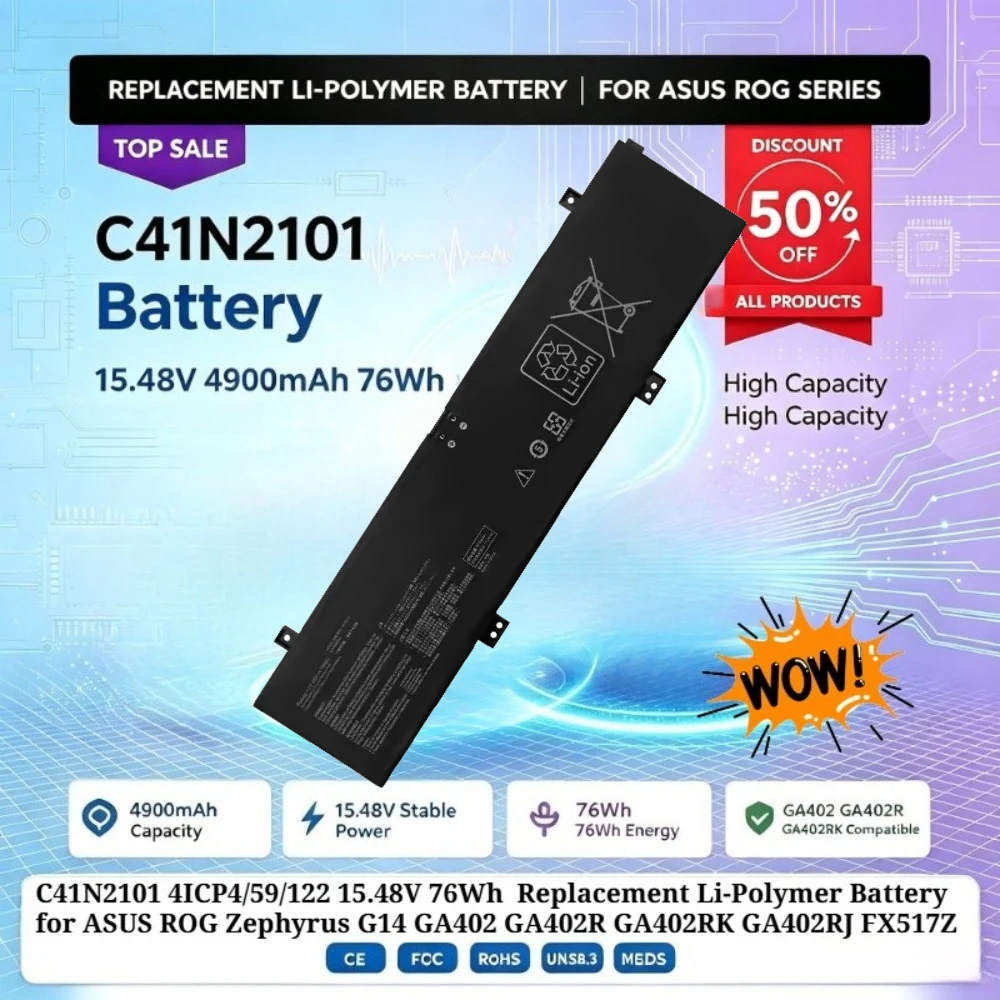 C41N2101 4ICP4/59/122 15.48V 76Wh Replacement Li-Polymer Battery for ASUS ROG Zephyrus G14 GA402 GA402R GA402RK GA402RJ FX517Z