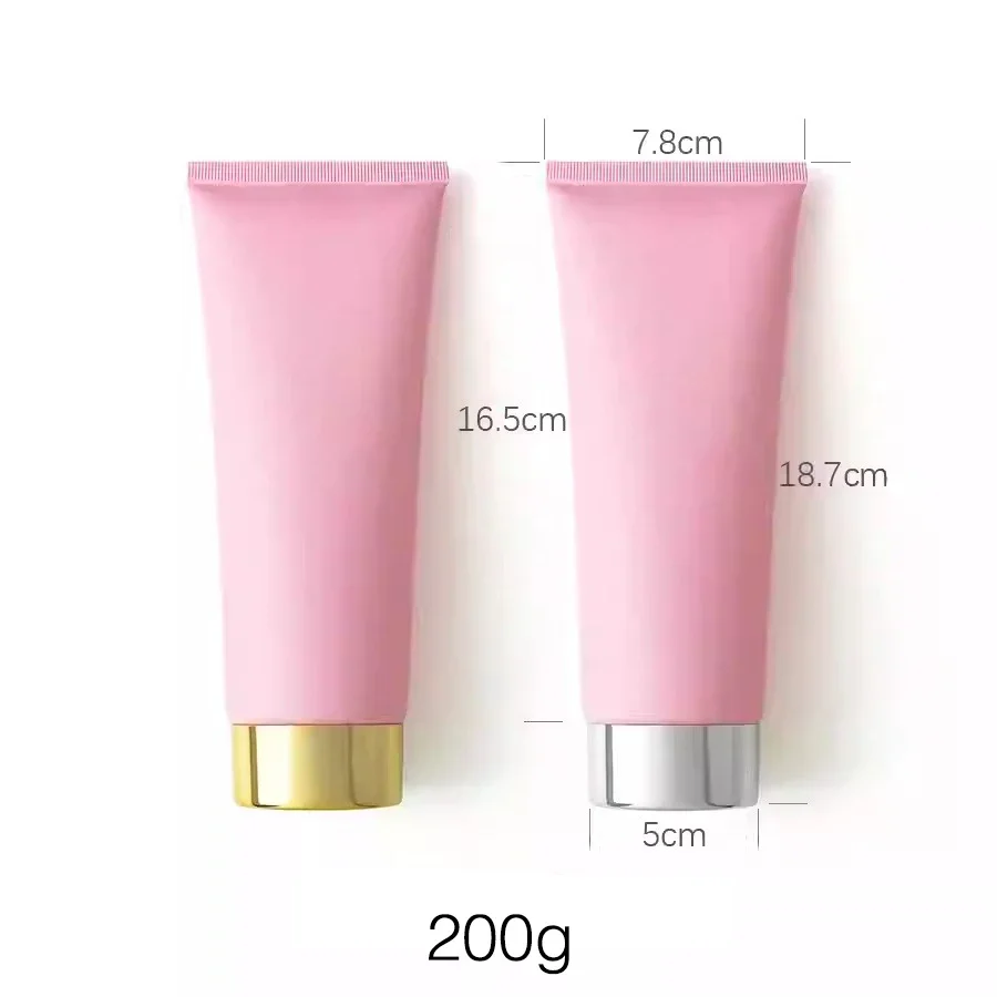 

200g Matte Pink Squeeze Bottle Empty Refillable Container 200ml Cosmetic Body Lotion Cream Plastic Soft Tube