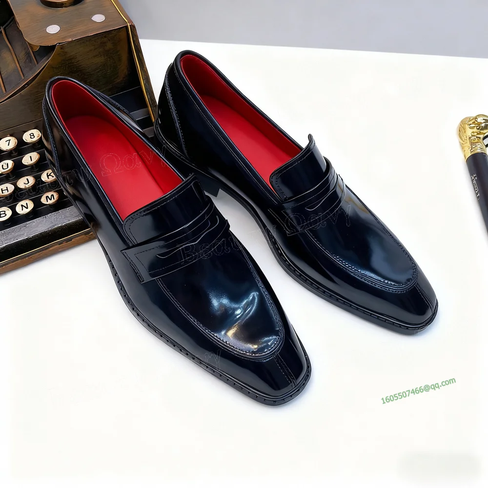 Black Novel Sew Red Inside Men Dress Shoes Slip on Men's Dress Shoes Gentlemen Slip on Party Shoes Big Size 47 Sprig Autumn