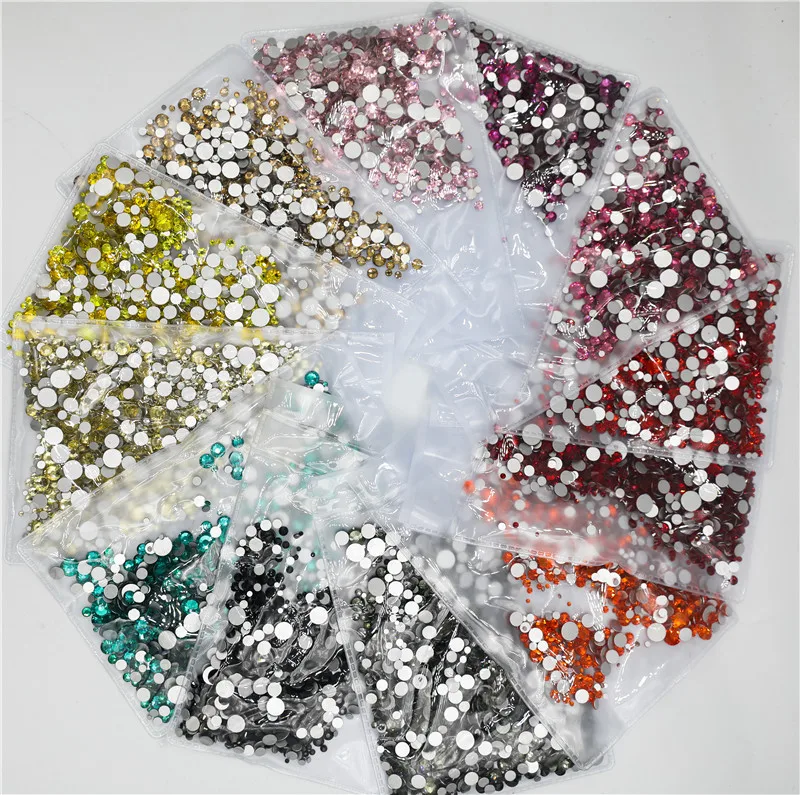 ss3-ss30 Mix size Crystal AB Flatback Nail art Rhinestone Crystal Non Hotfix 3D Nail Art Decoration glitter