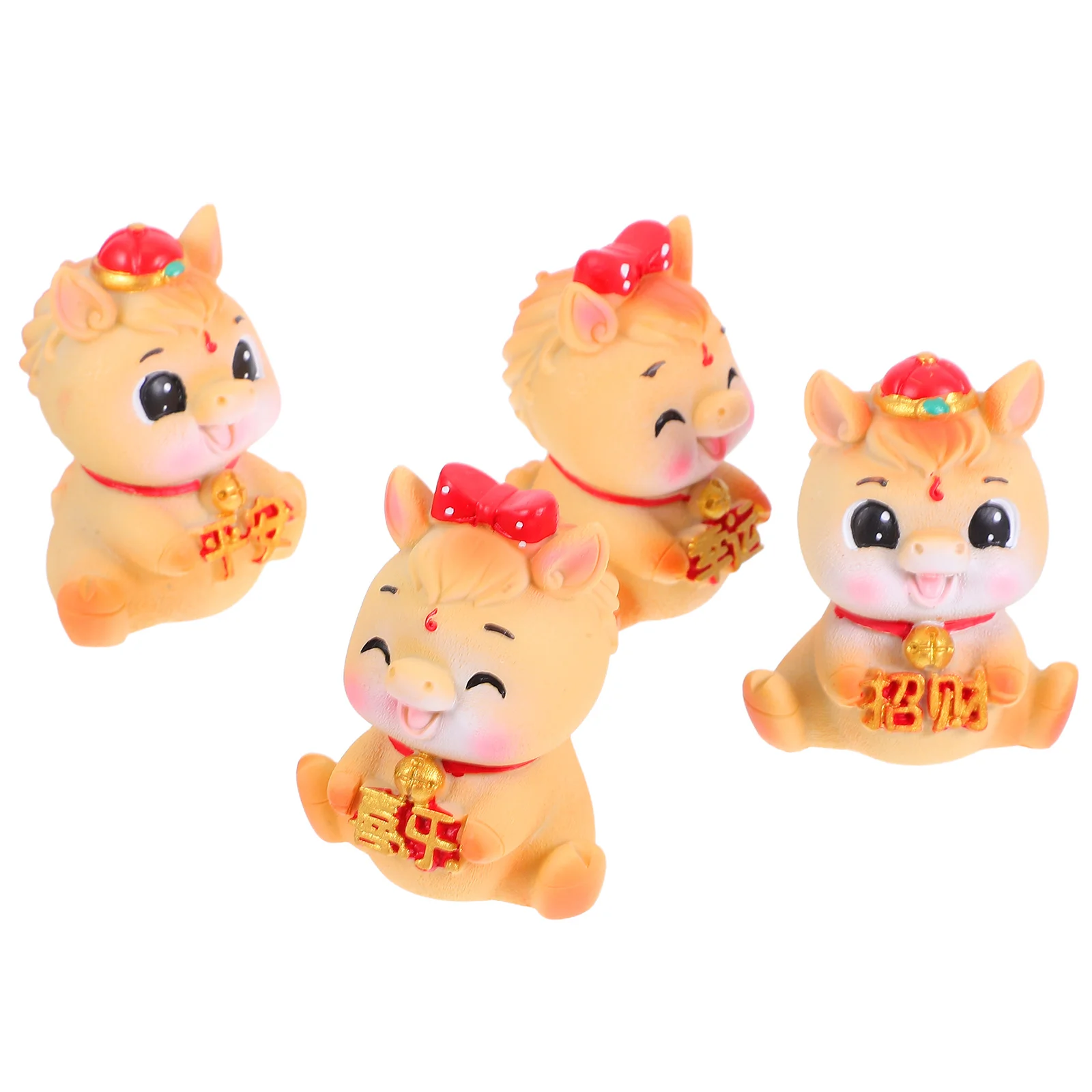 

4Pcs Resin Horse Ornaments Zodiac Home Office Decor Tabletop Gift New Year Horse Figurines
