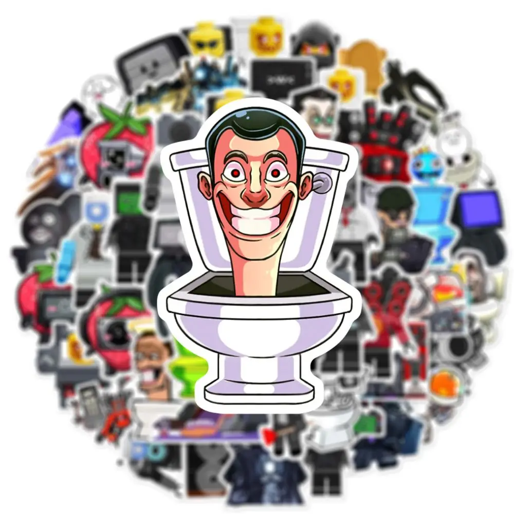 50 Toilet Man Battle Monitor Sticker Games Skibidi Toilet Cup Mobile Phone Decal