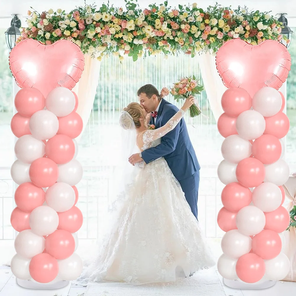 OurWarm Ballons Column 2 Sets Of Globos Kit Clear Balloons Arch Stand With Base&Pole Wedding Party Baby Shower Decoration