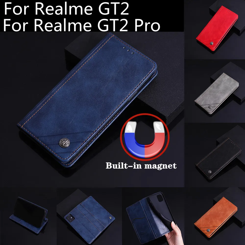 Funda para Oppo Realme GT2 Pro, carcasa de cuero con tapa para tarjeta magnética, BILLETERA, libro de teléfono, funda trasera para Realme GT2Pro GT 2 Pro