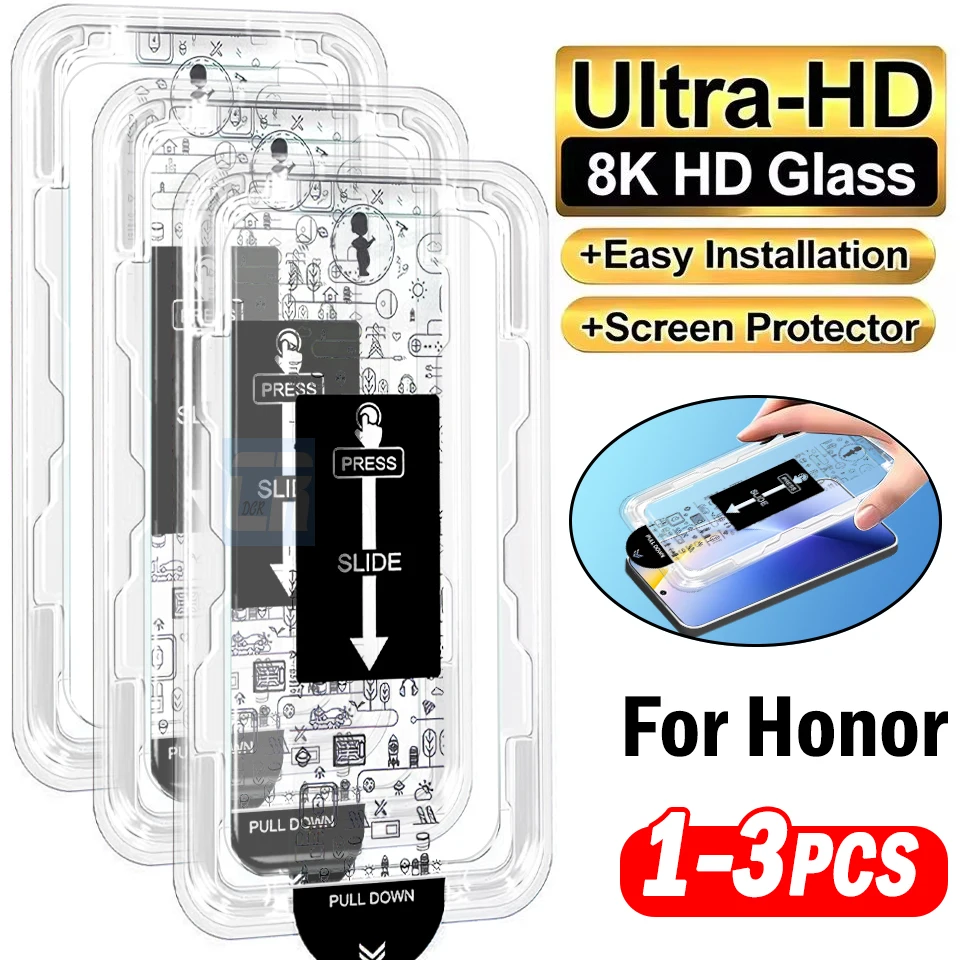 Protecteur d'écran en verre trempé transparent, 1 à 3 pièces, pour Honor Win Turbo, pour Honor X6d X5d Plus, sans poussière, avec outil d'installation automatique