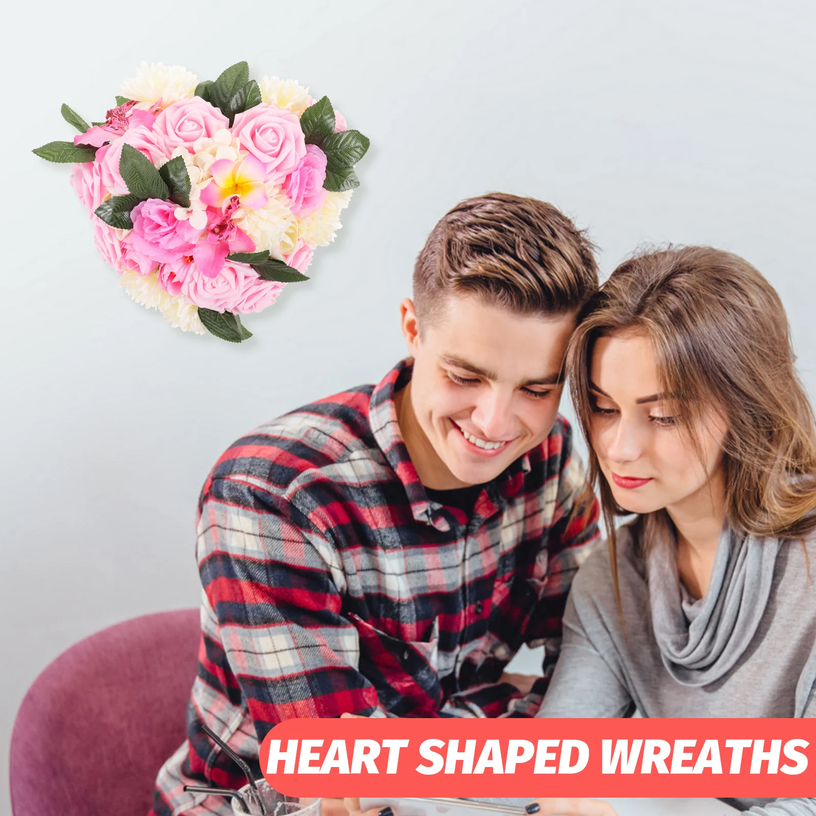 

Heart Shaped Wreath Decoration Silk Flowers Wedding Home Decor Heart Wreaths Floral s Rose Valentine Day