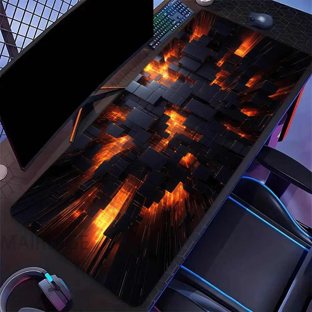Cool 3D Blocks Mouse Pad Super Large Non-Slip Rubber Desk Mat with Stitched Edges Durable Washable Keyboard Pads for Office Home