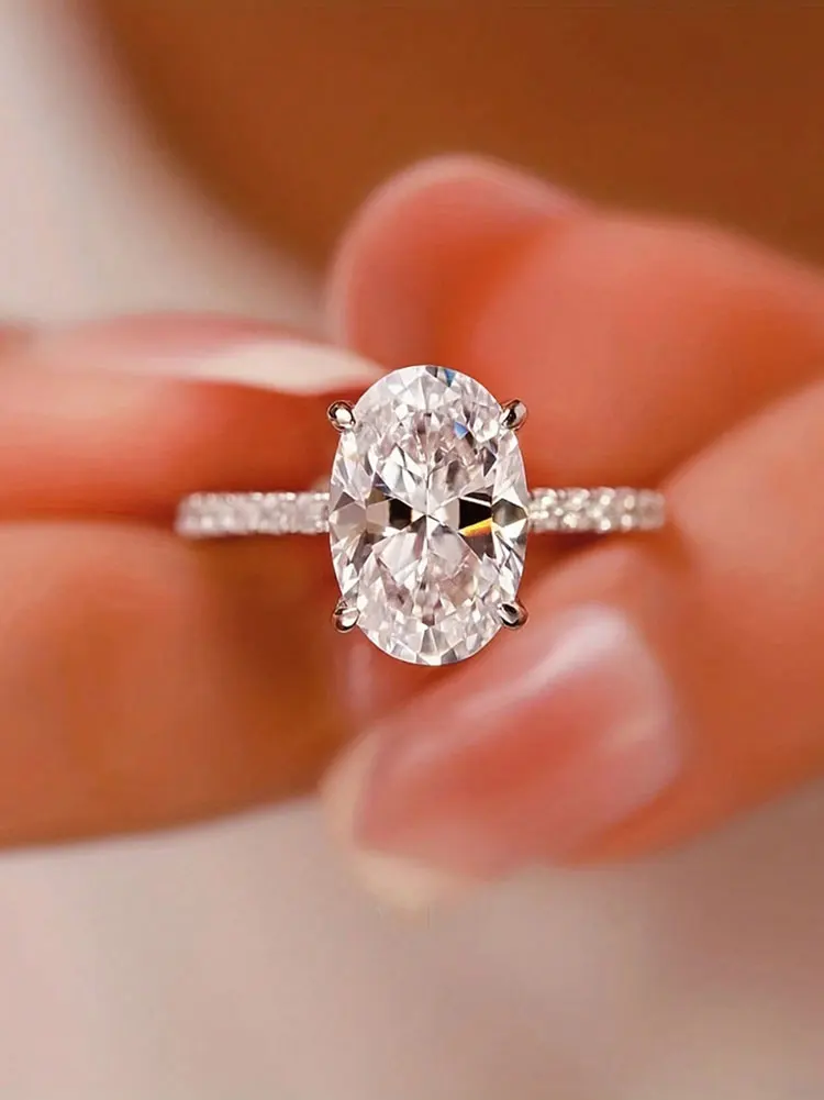 

GRA 925 Sterling Silve Zirconia Gorgeous 1-5CT Oval Stone Ring For Women Engagement Wedding Luxury High Quality Fine Jewelry