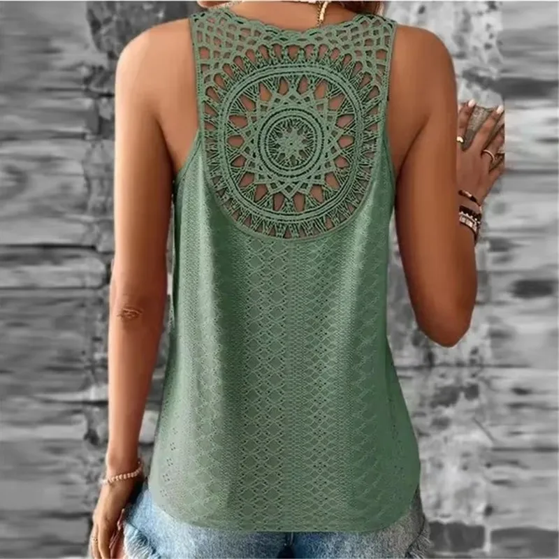 Fashion Women Casual Vest Sleeveless Shirts For Women Elegant Backless Blouses Women Summer Beach Tank Tops Shirts Solid