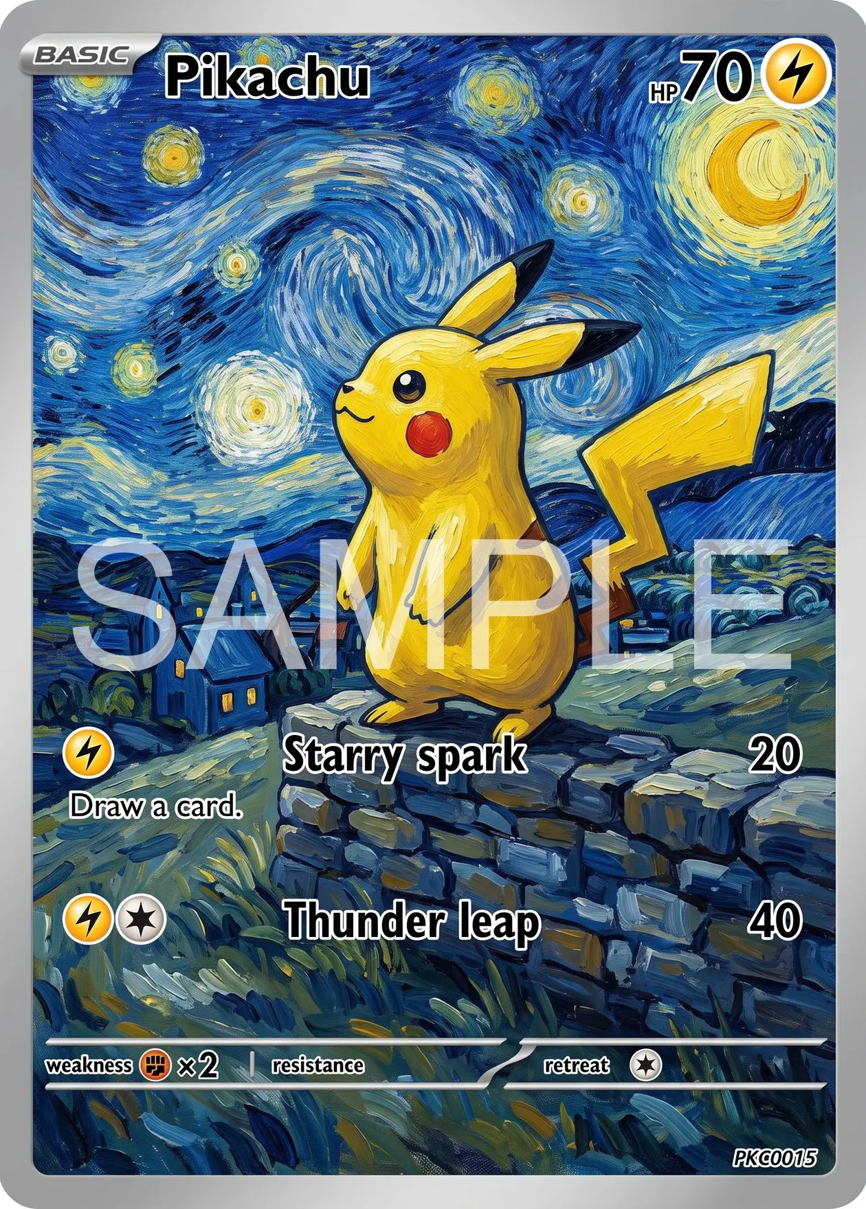 7Pcs PKM Cards PTCG Van Gogh Style Eevee Umbreon Espeon Gengar Mew Jirachi Custom Illustration Collection Cards PTCG Gift